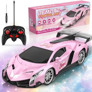 Growsland Remote Control Car for Girls, 1:18 Pink RC Cars Toys for Kids Girl Electric Vehicle Toy Car Hobby Racing Car with Lights & Controller, Birthday Gifts for Girl Boys Age 3 4 5 6 7 8 9 Year Old