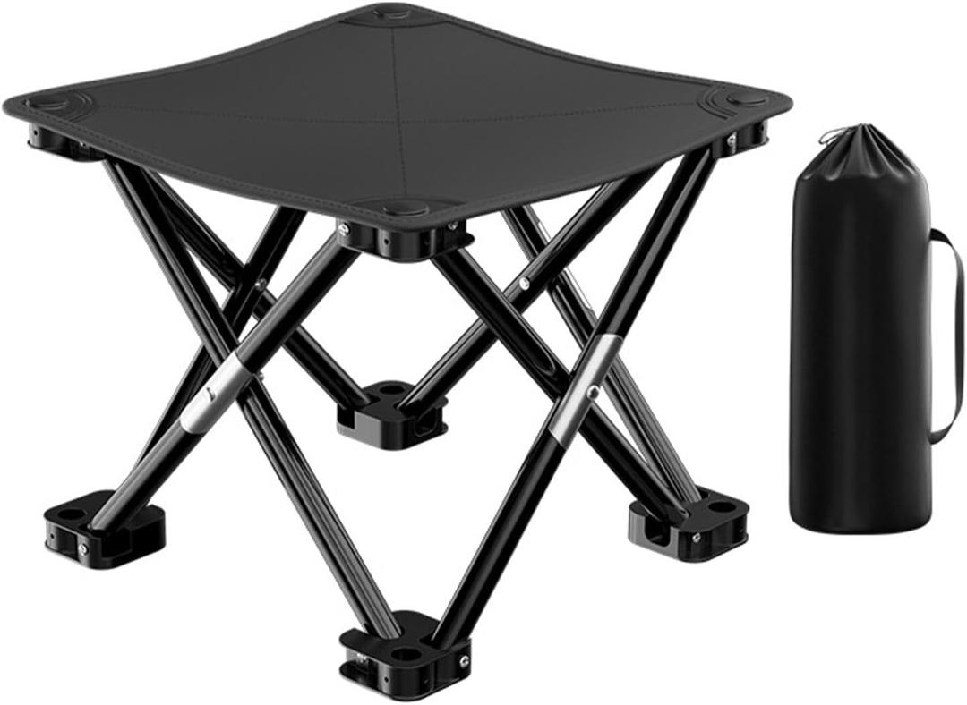 Portable Folding Camping Stool, Outdoor Camping Lightweight Small Chair for Gardening Fishing BBQ Hiking and Beach, Stool Seat with Carry Bag(Black), 33 cm x 33 cm x 33 cm