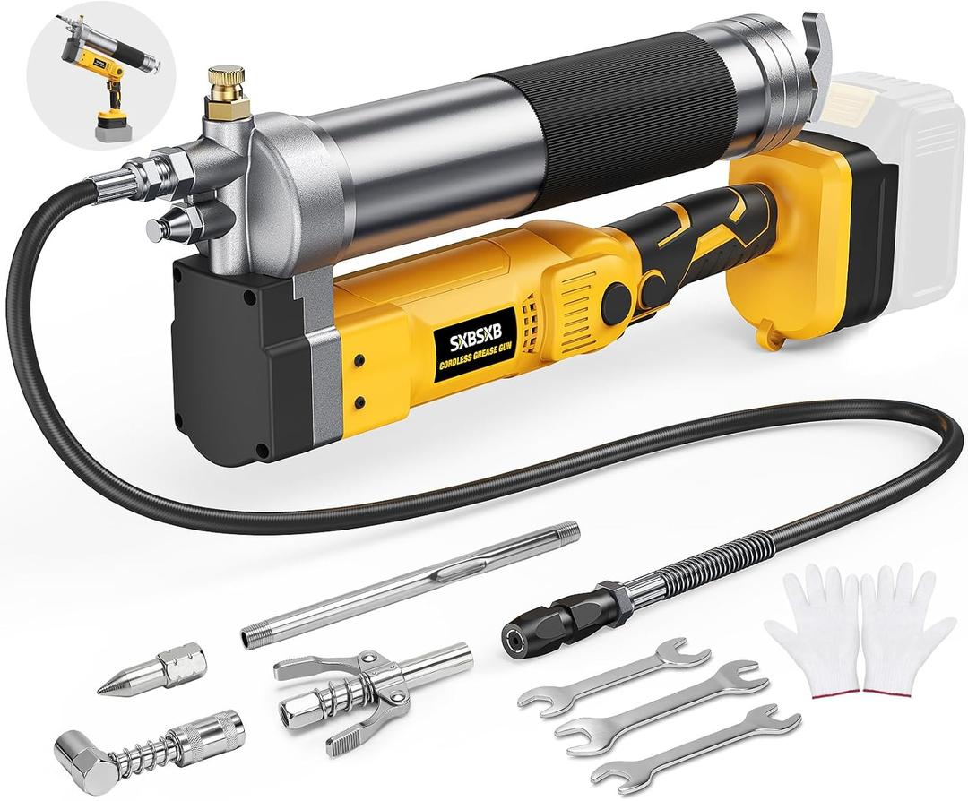 2-IN-1 Cordless Grease Gun for De-Walt 20V Battery, 12000PSI Electric Grease Gun Kit with Lock-On Trigger, 39.4" Hose Work with Bulk &Cartridge Grease for Truck, Farm Equipment (Battery Not Included)