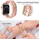 MOFREE Beaded Bracelet Compatible with Apple Watch Band Series 11/10/9/8/7, Fashion Stretch Women Bands for iWatch Series SE/6/5/4/3/2/1 iPhone Watch Strap Bands 42/44/45/49/46mm (Rose Gold/Pink)