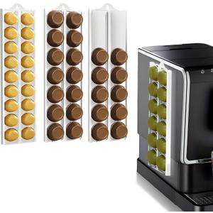 Neepanda Coffee Pods Holder Compatible for 24 Nespresso Vertuo Pods, Adjustable Capsule Organizer for 37-58mm/1.46-2.28inch K-Cups Pods, Ideal Space Saving Coffee Bar Accessory (White,2 Pack)