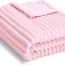 Soft Fleece Baby Blanket Ultra Cozy Pink Baby Blankets for Girls Warm and Lightweight Infant Toddler Newborn Receiving Gift with Reversible Stripes for Crib Stroller, 30x40 Inch, Light Pink
