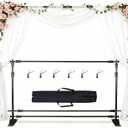 10x8ft Adjustable Metal Telescopic Tube Backdrop Standfor Parties and Photography Sessions Heavy Duty Background StandPortable Install and Repeat use Banner Stand for Photoshootwith Carrying Bag