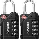 Puroma TSA Approved Travel Luggage Locks, 2 Pack Black 4 Digit Resettable Combination Code Lock with Zinc Alloy Body for Suitcase, Backpack, Laptop Bag, Gym Locker, Toolbox