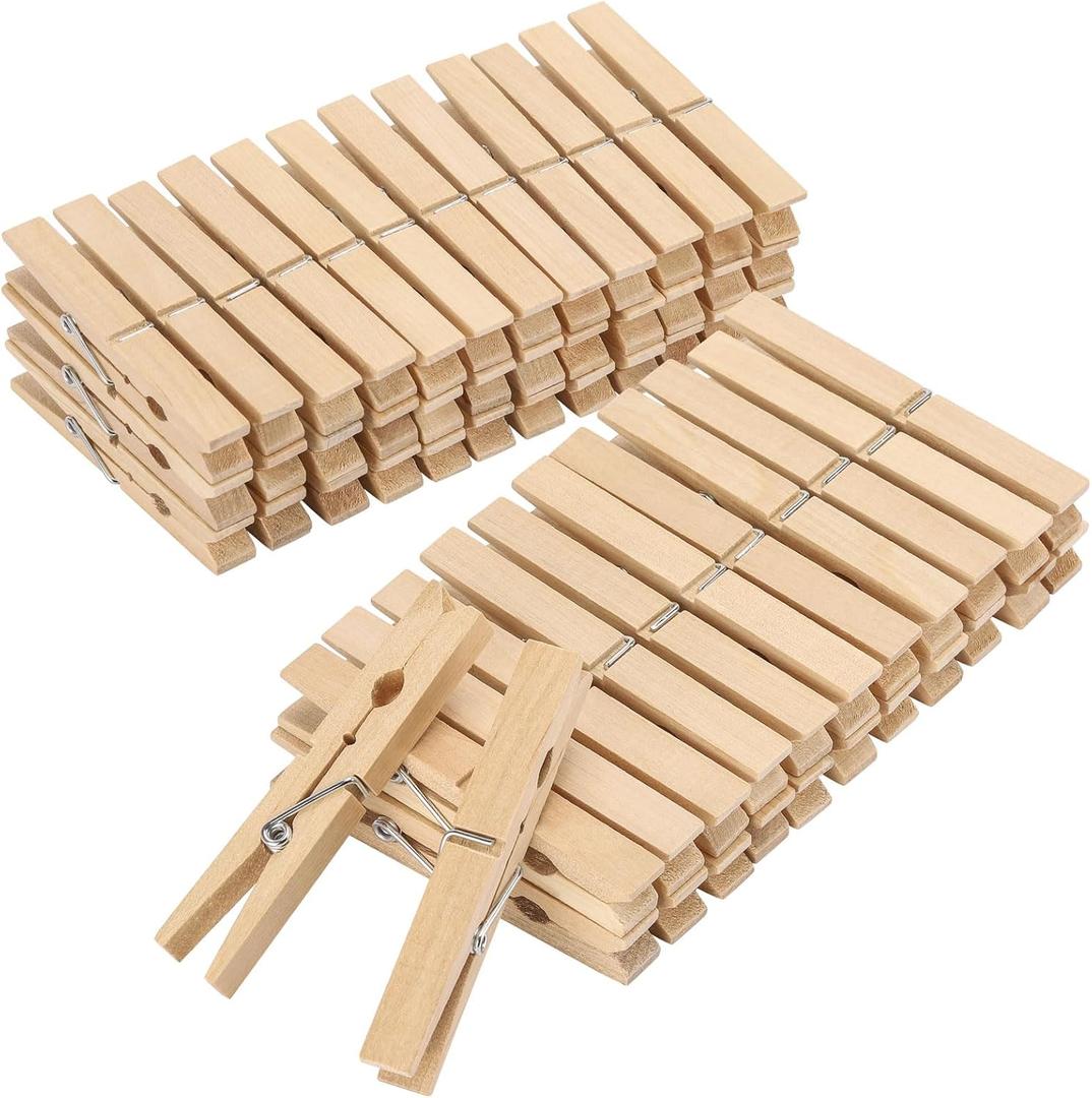 50pcs Clothes Pins 4 Inch Large Wooden Clothespins for Hanging Clothes Laundry, Heavy Duty Spring and Birchwood