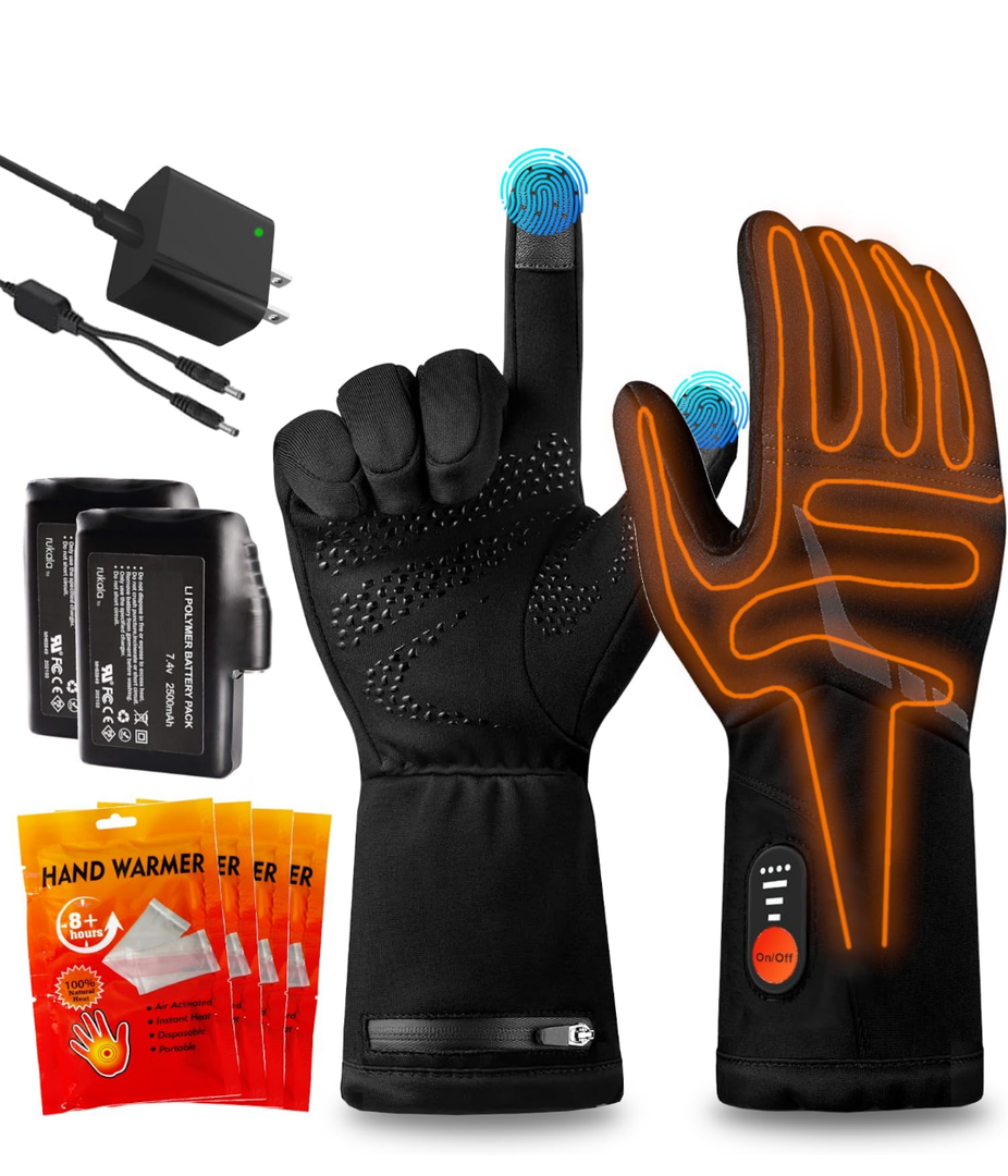 Heated Gloves for Men and Women - Thin Form Fitting Glove Liners - Rechargeable Batteries 2500mAh