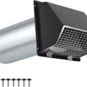 3 Inch Dryer Vent Cover Wall Vent Hood with Screen and Damper,Outdoor Dryer Vent Cover Outside Exhaust Vent Cover for Duct Bathroom Air Ventilation,Wall Mount Extractor Vent Cap,Galvanized Steel,Black