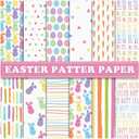 Whaline 60 Sheets Easter Pattern Paper Pastel Scrapbook Paper Double-Sided Collection Bunny Rabbit Egg Decorative Craft Paper For DIY Card Making Photo Album Junk Journal Decor, 5.5 x 8.3 Inch