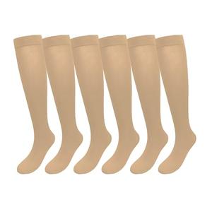 Vpogn 6 Pairs Women Opaque Stretchy Nylon Knee High Stockings Trouser Socks (US, Alpha, One Size, Regular, Regular, 6, Nude)