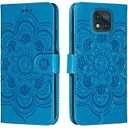 Asuwish Phone Case for Moto G Power 2021 Zipper Wallet Detachable Cell Cover with Tempered Glass Screen Protector Strap Flower Card Holder Slot Motorola GPower 21 5G Version XT2117-4 Women Girls Blue