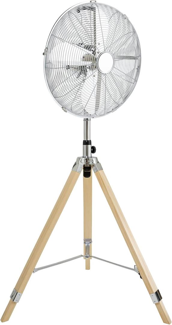 Simple Deluxe Retro Tripod Fan, Home Air Circulation Nostalgic Vertical Fan, 3 Speeds, Adjustable Height, Silver-16 Inch, 16 Inch