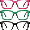 XVXV Reading Glasses for Women Men - Blue Light Blocking Readers Oversize Square Anti Glare with Spring Hinge
