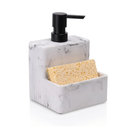 zccz Soap Dispenser with Sponge Holder, Marble Look Liquid Hand and Dish Soap Dispenser Pump Bottle and Sponge Holder 2 in 1 for Kitchen Sink Bathroom Counter Storage and Organization