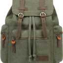 Bluboon Vintage Backpack Leather Trim Casual Bookbag Men Women Laptop Travel Rucksack