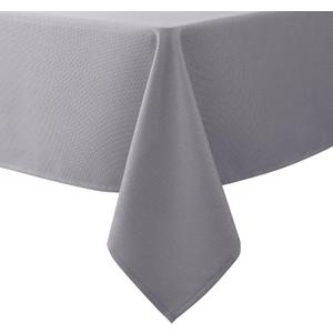 Biscaynebay Textured Fabric Tablecloths 52x70 Inches Rectangular, Silver Grey Water Resistant Tablecloths for Dining, Kitchen, Wedding and Parties etc. Machine Washable