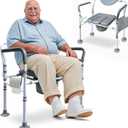 Aliseniors Heavy Duty Bedside Commode, 500lbs Extra-Wide Bariatric Commode Chair for Adults & Seniors, Portable Toilet Seat with Arms, Adjustable Potty Chair Bucket with Lid, Tool-Free Assembly
