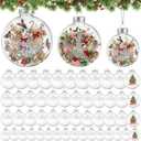 Wettarn 50 Pcs 4" 3.15" 2.36" Clear Plastic Flat Fillable Ornaments for Crafts Plastic Discs Christmas Hanging Ornaments Ball with Lid Rope for DIY Crafts Xmas Tree Home Decor Holiday Wedding Party
