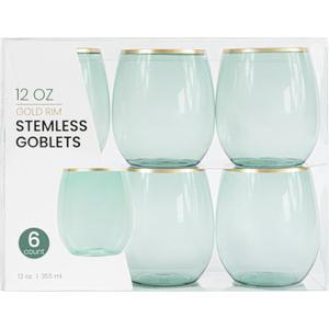 PLASTICPRO 11 Pack Green With Gold Rim Plastic Wine Glasses Stemless Disposable 12 oz BPA Free Shatterproof Plastic Wine Cups Wine Glasses for Parties PLASTICPRO 11 Pack Green With Gold Rim Plastic Wine Glasses Stemless Disposable 12 oz BPA Free Shatterproof Plastic Wine Cups Wine Glasses for Parties