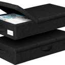 punemi Under Bed Storage Containers, Set of 2 Low Profile Under Crib Storage Bins With Lid, Large Sturdy Under Bed Clothes Drawer Organizers Box for Dorm Room Couch Closet Basement, Black