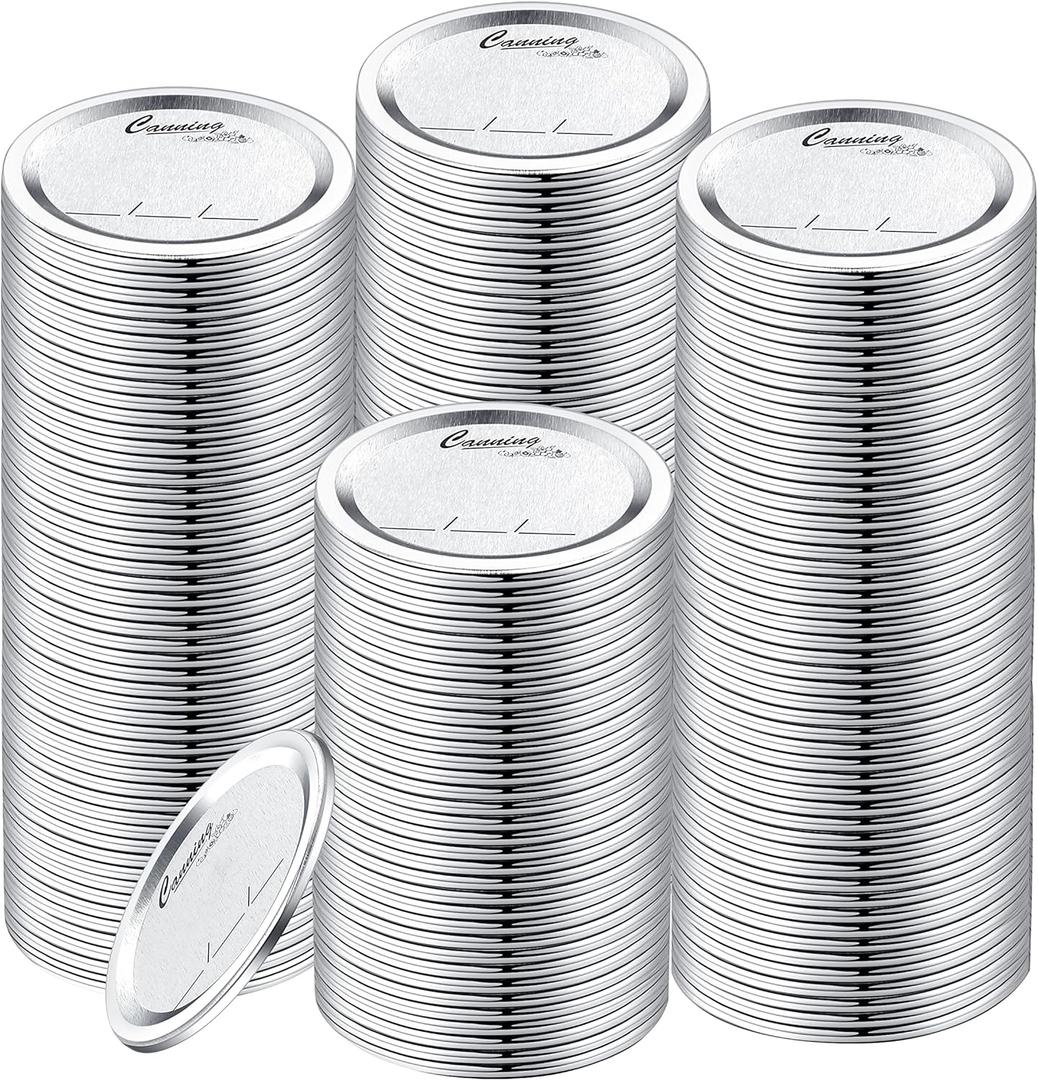 200-Count [Wide Mouth] Canning Lids for Ball, Kerr Jars - Split-Type Metal Mason Jar Lids for Canning - Food Grade Material, 100% Fit & Airtight for Regular Mouth Jars (86mm Wide Mouth200 Lids)