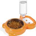 Dog Bowls, Cat Food and Water Bowl Set with Water Dispenser and Stainless Steel Bowl for Cats and Small Dogs - Orange