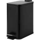 SunnyPoint 5 Liter(1.32 Gallon) Small Trash Can with Plastic Inner Buckets; Rectangle Bathroom, Office, Kitchen, and Bedroom Step On and Slow Close (BLK)