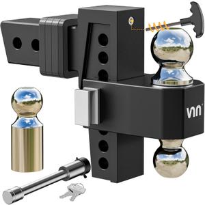 VNN Drop Hitch 2.5 Inch Receiver - 6 Inch Drop Trailer Hitch Black Interchangeable 3 Solid Ball Mount 1-7/8", 2", 2-5/16"(18,500 LBS GTW), Heavy Duty Aluminum Trailer with Pads and Locking Sets