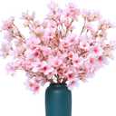 Artificial Cherry Blossom Branches Decor Fake Flowers Silk Spring Faux Flowers 16" Peach Bouquet for Home Wedding Bedroom Japanese