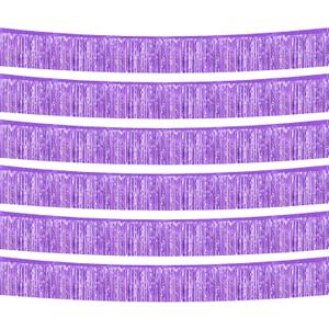 6 Pack 10 Feet Foil Fringe Garland Metallic Tinsel Banner Wall Hanging Curtain Streamers Backdrop for Parade Floats Bachelorette Wedding Birthday Party Thanksgiving Christmas Decorations(Light Purple)