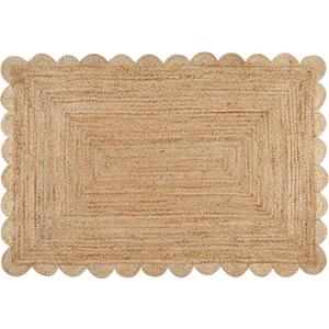 Savi Home Scalloped Jute Rug 4'x6'  Handwoven Natural Area Rug, Farmhouse Boho Style, Eco-Friendly Reversible Carpet for Living Room, Bedroom, Entryway, Dining Room Dcor