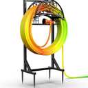 Heavy Duty Garden Hose Holder with Storage Basket, Detachable & Super Stable Water Hose Holder for Outside, Supports 160-Feet Hose, Perfect for Yard and Lawn