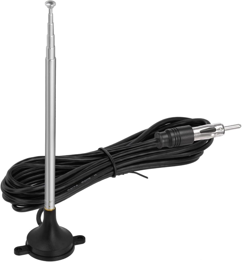 Car Radio Antenna Magnetic Base Car Antenna Replacement, Vehicle Telescopic Double Single Din Stereo Replacement Antennas for Cars Truck SUV Head Unit CD Media Receiver Player Audio HD Tuner
