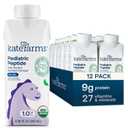 KATE FARMS Organic Pediatric Peptide 1.0 Formula, Vanilla, Sole-Source Hydrolyzed Plant-Based Nutrition for Oral or Tube Feeding, 8.45 oz (12 pack) (EXP 07/21/27)