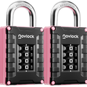 Locker Lock for Gym, School, Home & Work | 4-Digit Combination Padlock | 2-Pack, Black/Pink