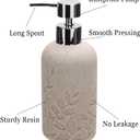 2pcs Hand Soap Dispenser Set, Sandstone Textured Resin Liquid Soap Dispensers for Bathroom Countertop, Heavy & Sturdy Dish Wash Soap Dispenser for Kitchen, Matte Beige