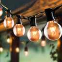 SUNSGNE 100Ft Patio String Lights Waterproof G40 Outdoor String Lights with 105 Clear Edison Bulbs, Globe Bulb Lights for Indoor Outdoor Commercial Decor, E12 Base, Black Wire
