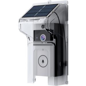 Transparent Plastic Doorbell Rain Cover, Doorbell Waterproof Protector Shield with Solar Panel, Doorbells Rain Cover, Easy Installation, Weatherproof Cover Suitable for All Doorbell Models