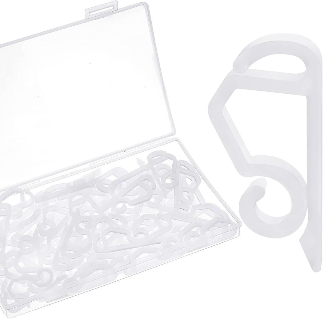 Marsui 60 Pieces Christmas Light Clips Outdoor Gutter Hooks Plastic Seasonal Weatherproof Clips Holiday Fence Hooks for Christmas Roof Tree Outside Hanging String Lights (White)