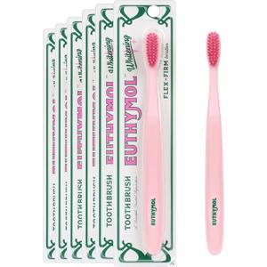 Euthymol Whitening Toothbrush (Pink, 6 Count) - Premium Soft Dual-Tension Bristles. Advanced Plaque Removal, Stain Reduction