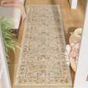DUKINO 2x6 Runner Rug, Washable Vintage Floral Kitchen Rug, Beige
Non Slip, Low Pile, Stain Resistant Boho Soft Throw Carpet Runner for Hallway Bathroom Laundry Bedroom Entryway, Non-Shedding