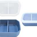 AWINNER Reusable Leak-Proof Food Storage Box, 2-Compartment Bento-Style Lunch Box, Durable, Drop-Proof, Dishwasher Safe, Silicone (Blue)