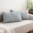 100% Egyptian Cotton 600 TC Waffle Weave Lumbar Pillow Covers 2 Pack, Ultra Soft Breathable Rectangle Throw Pillow Covers, Decorative Cushion Covers for Bed Couch Sofa Car, No Insert, Gray, 12" x 20" (Grey)