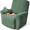KEKUOU Recliner Chair Covers Lazy Boy Recliner Covers Stretch Couch Cover Slipcovers 1 Piece Furniture Protector with Elastic Bottom for Dog,Kids.(Recliner, Greyish Green)