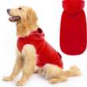 EXPAWLORER Dog Hoodie Fleece Sweater Vest, Hooded Dog Sweatshirt Fall Winter Pet Clothes with Leash Ring, Sleeveless Warm Cozy Puppy Clothing for Cat Small Medium Large Dogs Girl Boy, Red M