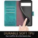 SUANPOT for Google Pixel 8A Wallet case with RFID Blocking Credit Card Holder,Flip Book PU Leather Protective Cover Women Men for Pixel 8A Phone case Blue Green