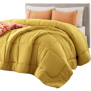 Bedsure Comforter Duvet Insert - Quilted Comforters Queen Size, All Season Duvet, GentleSoft Down Alternative Bedding, with 8 Tabs, Gifts for Women/Men, Mustard Yellow, Queen 88 x 88 Inches
