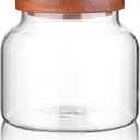 Labina Glass Storage Container Airtight Food Jars Kitchen Canister with Wood Lids, 47 Oz Wide Mouth Pantry Organization Glass Jar for Flour, Sugar, Cookie, Spagetti, Nuts and Candy (B1: 47 Oz 1 pcs)