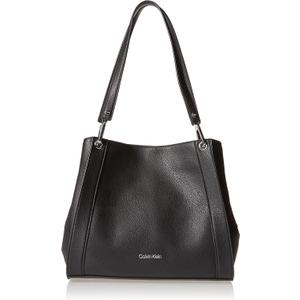 Calvin Klein Reyna Novelty Triple Compartment Shoulder Bag (One Size, Black/Silver Combo)