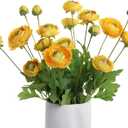 Artificial Silk Flowers Persian Buttercup Heavy Color Ranunculus Flower 5 Pcs, Suitable for core Decoration, Wedding Floral Creation, Flower Arrangement DIY Project, Interior Decor（Yellow）