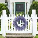 20" Lavender Wreath for Front Door, Artificial Purple Wreath for Porch, Wedding, Farmhouse Decor, Outdoor Wreaths All Seasons Spring Summer Home Wall Window Decorations(Purple Lavender)